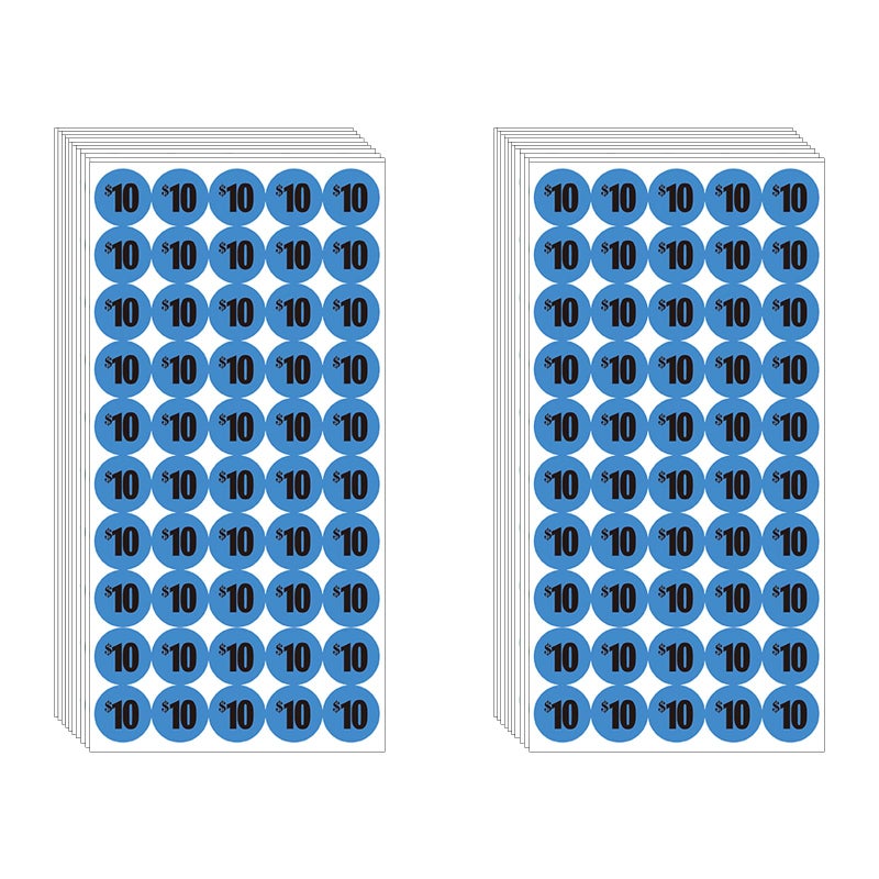 DUGUTUL 1000 pcs $10 Color-Coded Price Stickers for Garage Sale and Flea Market, 3/4"" Diameter - Bold Fonts, Clear Visibility, High Visibility, Easy Organization - Image 1